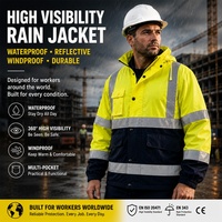 Veste de travail haute visibilité réfléchissante pour ouvrier du bâtiment, mineur, avec logo personnalisé, en tissu Oxford 300D rembourré, style bomber.