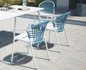 Set da Pranzo Moderno per Esterni per Hotel, in Lega di <span class=keywords><strong>Alluminio</strong></span> + Corda Intrecciata in Olefina (Adatta per Cuscini), Leggero e Impermeabile - Product Image 3