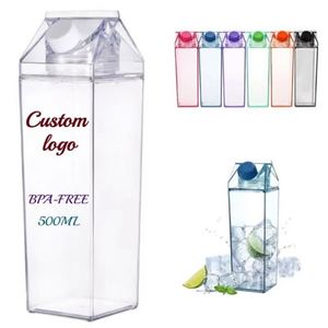 Custom logo Plastic Color Creative <b>Milk</b> <b>Box</b> Cup Leak Proof Can Hold Juice <b>Milk</b> Tea Cup for Outdoor Sports Travel Camping - Product Image 1
