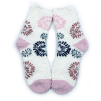 Chaussettes OEM pour femmes en jacquard floral, en polaire corail, chaudes et confortables, pour la maison, les loisirs et l'hiver