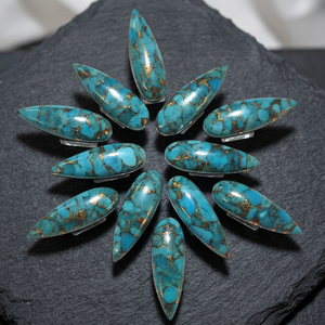 Turquesa azul cobre, cabujón largo en forma de pera, piedra preciosa suelta para la fabricación de joyas - Product Image 4