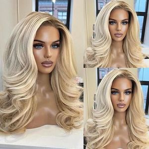 Perruques 100% personnalisées en <span class=keywords><strong>cheveux</strong></span> humains européens, couleur blonde avec mèches, lisses comme des baguettes, style Deep Wave, avec dentelle frontale 13*4, <span class=keywords><strong>cheveux</strong></span> brésiliens - Product Image 2