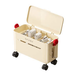 Uforu Desktop Organizer With Wheels Cable Storage <b>Box</b> Charging Station For Home Office - Product Image 5