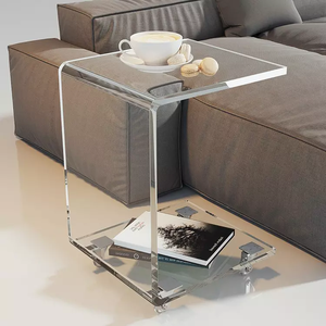 Mesita de noche de muebles acrílicos tipo <span class=keywords><strong>C</strong></span> modernos, diseño de lujo, carrito de servicio en forma de <span class=keywords><strong>C</strong></span>, mesa auxiliar acrílica - Product Image 3