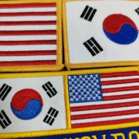 En gros, Écussons brodés thermocollants en tissu sergé 3D pour Taekwondo, drapeaux nationaux (USA, Corée du Sud), personnalisés, pour chapeaux d'arts martiaux