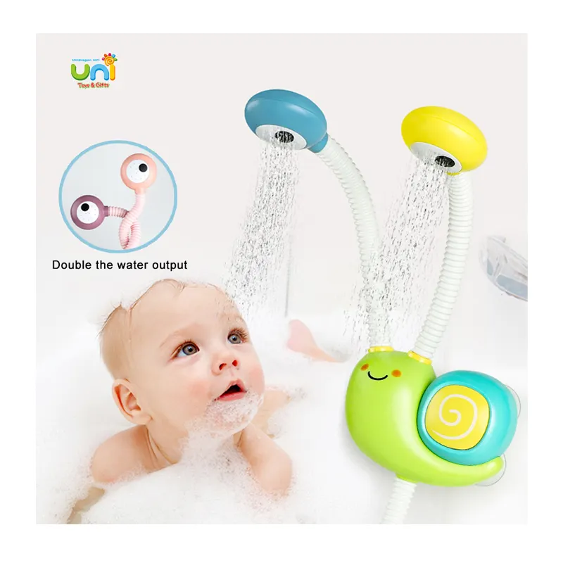 Kids Electric Snail Bath Sprinkler Shower Toys Summer Cute Bathroom Bathtub Double Water Sprinkler Outlet Animal Baby Bath Toy