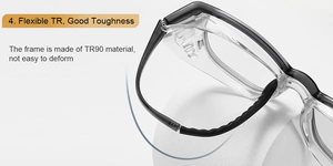 แว่นตานิรภัยป้องกันแสงสีฟ้า ป้องกันฝ้า รุ่นใหม่ LMA  พร้อมโลโก้สั่งทำ กรอบ TR90 กันลม  พร้อมแผ่นปิดด้านข้างแบบถอดได้ - Product Image 5