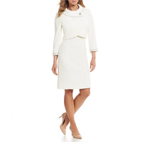 Conçu formel femmes costumes bureau robe et veste manteau 2 pièces blanc noir travail femmes costumes