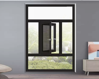 Fenêtre à battant moderne pour villas, avec grandes fenêtres en verre, cadre en alliage d'aluminium, moustiquaire en acier inoxydable, insonorisée