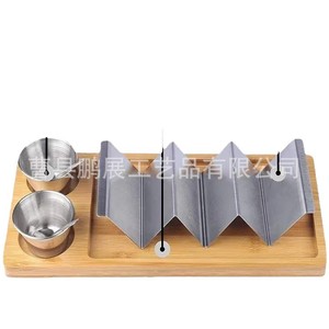 Soporte para tacos, bandeja de madera con tazas para salsa y cucharas para fiestas, uso informal, reutilizable - Product Image 5