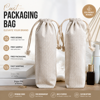 Sacs à cordon en coton naturel de haute qualité à motif chevrons, pochette haute pour bouteille de vin ou parapluie, sac en lin et coton personnalisable avec logo