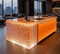 Table console R023 de luxe en résine époxy à effet tourbillon d'eau - Bureau de salle à manger transparent, îlot de bar, mobilier de bar à domicile, mobilier de centre commercial durable