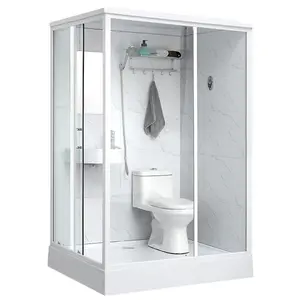 Sliding Shower Cabin Tempered Glass Acrylic Base Aluminum Frame Modular Bathroom pod