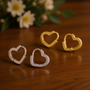 Pendientes Mishuo Heart Huggie, Chapados en Oro, Aleación de Zinc, Joyería de Moda Unisex, Regalo para Mujeres y Hombres - Product Image 2