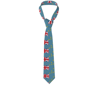 Cravates plissées en polyester imprimées avec des motifs de drapeaux de Tuvalu de haute qualité, cravates bleu clair, cravates drapées personnalisées pour hommes - Product Image 1