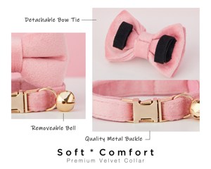 Hồng Veet cá nhân Cat & chó nhỏ cổ áo BOW TIE Dây Xích thiết lập, tùy chỉnh khắc Kitten Puppy name tag, miễn phí chuông vàng, nam nữ - Product Image 5