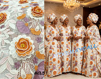 Gaun Asoebi Pernikahan Nigeria Desain Terbaru Kain Brokat Swiss Afrika 2026 Bordir 5 Yard Ramah Lingkungan