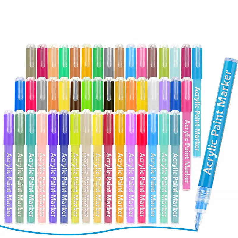 marcadores punta pincel Wholesales 18 Colors Acrylic Paint Marker Pens With 64 Colors For Students