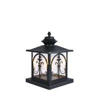 Lampe de poteau extérieure moderne avec cadre de fenêtre cintrée et verre dépoli