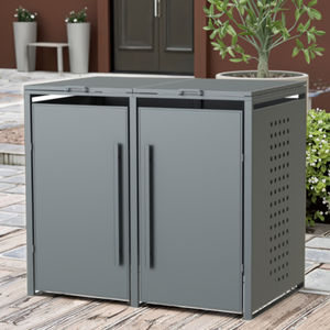 تصميم جديد من الشركة المصنعة للمصدر ، صندوق 2 سلة ، ليتر كل لون أنثراسايت بغطاء سلة بعجلات - Product Image 2