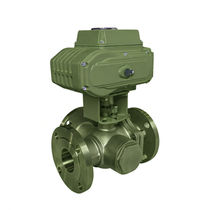 วาล์วบอลไฟฟ้าแบบมีมอเตอร์ COVNA รุ่นสั่งซื้อยุติเร่งด่วน ขนาด 3 นิ้ว 3 ทาง แบบ L-Port  วัสดุ CF8M สแตนเลส ชนิดหน้าแปลน - Product Image 1