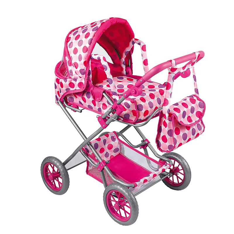 Pretend Play Stroller for Doll Foldable Multifunctional Doll Stroller Toys for Kids playing house game