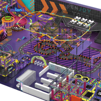 Parc d'attractions commercial interactif Slide World de 1220 m², aire de jeux intérieure pour enfants, structure de jeux souples avec toboggan