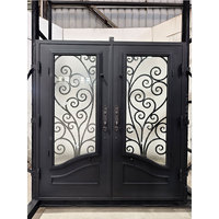 Puerta de Seguridad Doble de Hierro Forjado para Entrada Principal de Casas, Personalizada, Precio de Fábrica