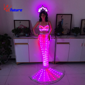 Robe de sirène lumineuse à LED, robe de soirée scintillante, jupe longue en queue de poisson pour mariée, spectacle sur scène, fête, banquet, bal, événement formel - Product Image 2