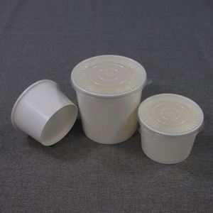 Logo personnalisable, fournit un échantillon de couvercle transparent, seau à soupe blanc biodégradable, boîte à lunch jetable, gobelet en papier alimentaire - Product Image 1