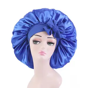 Bonnet queen Large satin hair Bonnet silk Night Sleeping Cap Wide elastico tie band bonnet per le donne capelli ricci