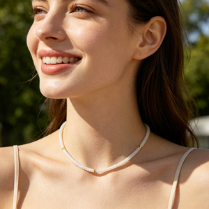 Collier ras du cou minimaliste en pierre de lune naturelle avec perles de cristal de guérison, bijoux superposés pour femme, cadeau tendance - Product Image 3