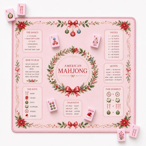 Tapis de Mahjong Américain Floral Rose Antidérapant pour Noël, Couverture de Table Anti-Bruit avec Guide des Règles pour Jeux de Cartes - Product Image 1