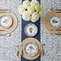 Service de table élégant en porcelaine bleue et blanche de style chinoiserie - Vaisselle romantique pour mariage, ensemble de vaisselle en céramique fine pour la fête nuptiale