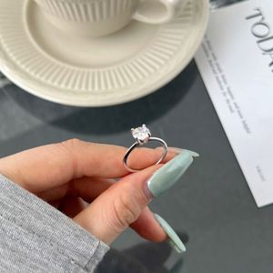 Dylam Classic Design Fine Fashion Jewelry Women S925 Silver Rhodium Plated <b>Circle</b> 7mm 5A Cubic Zirconia Wedding Promise <b>Rings</b> - Product Image 5