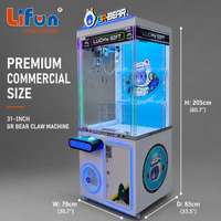 LIFUN 31'' GR BEAR Machine à griffes style spatial, à monnayeur/billets, pour cadeaux surprise, équipement de jeu d'amusement et de distribution de prix