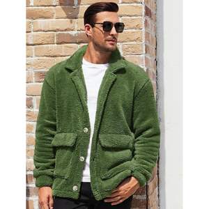 2025 <b>Men's</b> Long Sleeve Fuzzy <b>Sherpa</b> Fleece <b>Jacket</b> Button Down Coat for Fall Winter Warm Outdoor Outwear - Product Image 3