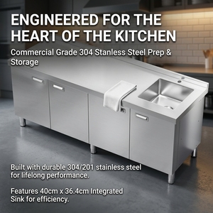 Commercial Equipment Stainless Steel <b>Worktable</b> With Sink Storage Cabinet Kitchen Prep Work Station for Restaurant Hotel Catering - Product Image 3