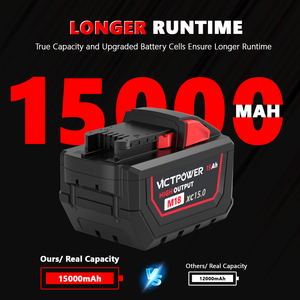 Batterie Li-ion VICTPOWER 18V 15.0Ah de remplacement pour outils électriques sans fil Milwaukee M18, compatible avec plus de 200 outils, OEM ODM - Product Image 2