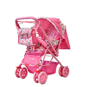 Cochecito de viaje ligero Cochecito de bebé plegable de acero Rosa Cochecito con mango de empuje reversible - Product Image 6
