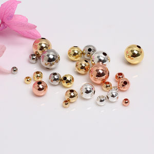 DIY 주얼리용 유광 4mm 14k 18k 골드 변색 방지 황동 스페이서 비즈, 4가지 색상 메탈 구슬 - Product Image 2