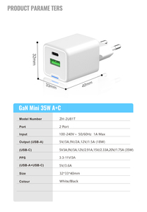 Chargeur GaN <span class=keywords><strong>35W</strong></span> PD + QC Chargeur rapide double port pour iphone 15 pro max pour <span class=keywords><strong>apple</strong></span> iphone - Product Image 2