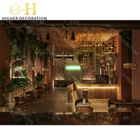 Salle à manger complète de qualité supérieure Comptoir de bar de restaurant en marbre personnalisé avec casier à vin Ensemble de meubles de restaurant de haute qualité
