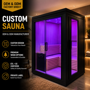 3-4 Person Indoor Dry Room with Panoramic <b>Corner</b> Glass, L-Shaped Seating, LED Chromotherapy, Oxygen <b>Bar</b> and Easy Assembly - Product Image 2