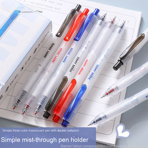 ปากกาสำหรับนักเรียน แบบกด แห้งเร็ว 0.5 มม. หัวสองด้าน สีน้ำเงิน แดง ดำ หมึกใส ดีไซน์เรียบง่าย ผลิตจากพลาสติก - Product Image 5