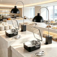 Lampe chauffante de luxe pour buffet d'hôtel, support de table, chauffe-plats électrique en acier inoxydable 304