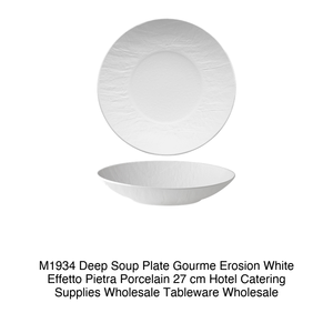 Assiette creuse Erosion Gourmet blanche 27 cm effet pierre en porcelaine M1934 - Product Image 2