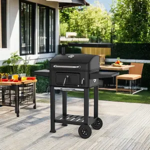 Adjustable Height Trolley Grill For Outdoor BBQ Powder Coated Charcoal Barbeque Grills