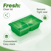 Boîtes d'emballage rectangulaires jetables en PET transparent pour fruits, pâtisseries, pains et gâteaux, qualité alimentaire, vente en gros