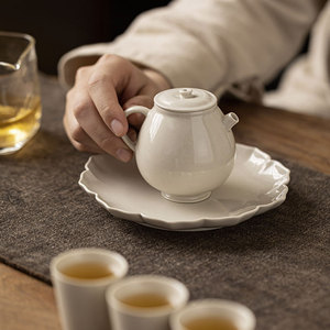 Guanlan Chinese Handmade Wood Ash Ceramic Teapot Round With Lid Small Kung Fu <b>Tea</b> <b>Set</b> For Afternoon <b>Tea</b> - Product Image 4